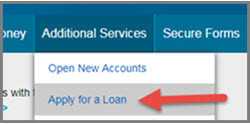 Apply for a Loan Online Banking Menu