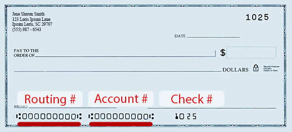 Image of front of sample check