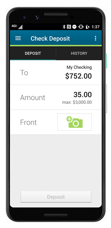 Mobile Check Deposit on Android devices