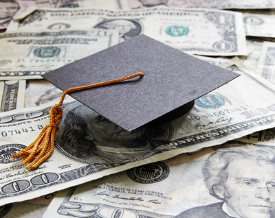 Picture of cash with graduation cap