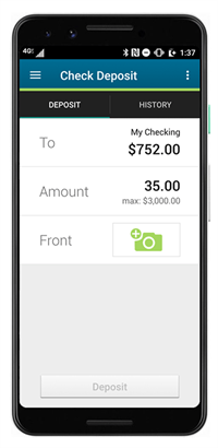 Mobile Check Deposit on Android devices